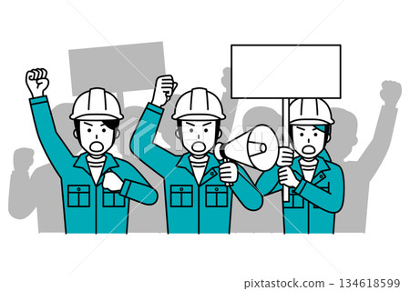 一群勢力勞動者的抗議團體 134618599
