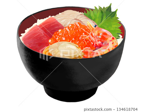 Seafood bowl (black and red bowl) Seafood bowl (black and red bowl) 134618704