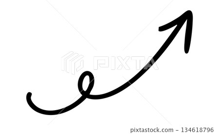 Hand-drawn swirling arrow upwards rising 134618796