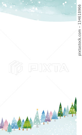 水彩風格可愛冬日風景豎屏相框（16:9） 134618966