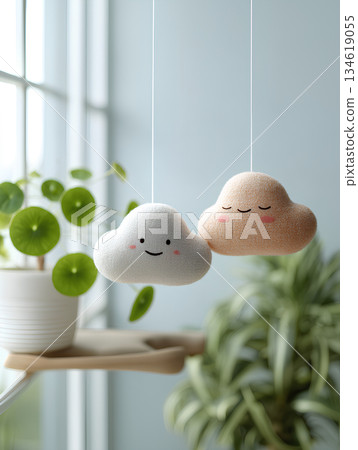 可愛蓬鬆的雲朵在房間放鬆（3D）垂直版 / Mamio Design 療癒系列 134619055