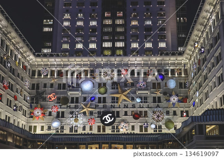 Luxurious City Christmas Lights Decor At Chanel Storefront Luxurious City Christmas Lights Decor At Chanel Storefront 134619097
