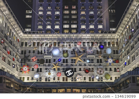 Luxurious City Christmas Lights Decor At Chanel Storefront Luxurious City Christmas Lights Decor At Chanel Storefront 134619099