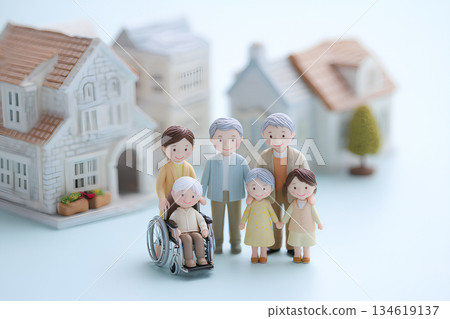 Happy Living with Families Supporting Each Other in the City and Welfare (3D) Mamio Design Life Series 134619137
