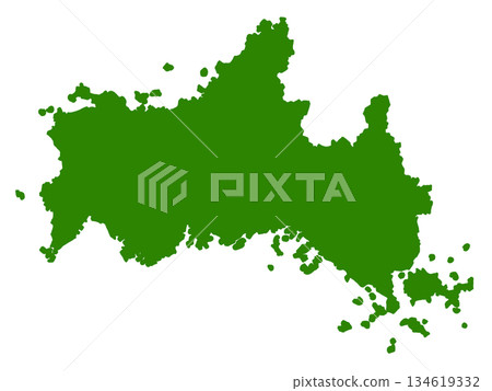 山口縣地圖（綠色） 134619332