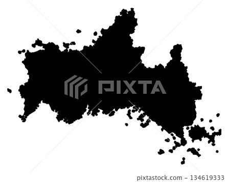 山口縣地圖(輪廓圖) 山口縣地圖(輪廓圖) 134619333