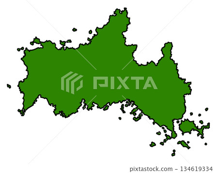 山口縣地圖（綠色邊框） 134619334