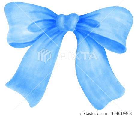 Watercolor Hand Draw of a Light Blue Ribbon Watercolor Hand Draw of a Light Blue Ribbon 134619468