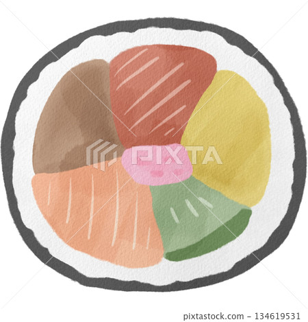 Watercolor style ehomaki illustration Watercolor style ehomaki illustration 134619531