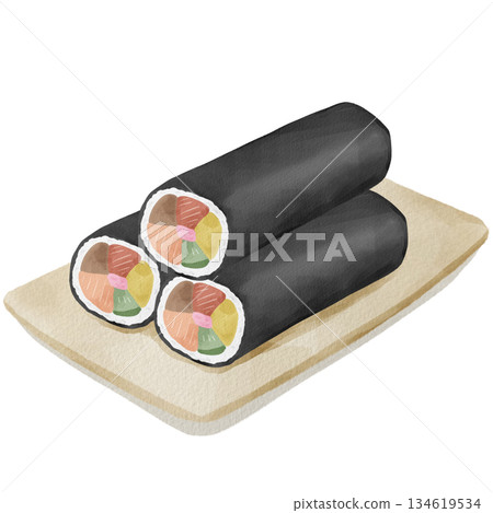 Watercolor style ehomaki illustration Watercolor style ehomaki illustration 134619534