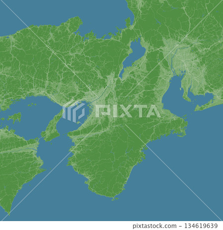 日本關西地區的衛星照片風格插圖 日本關西地區的衛星照片風格插圖 134619639