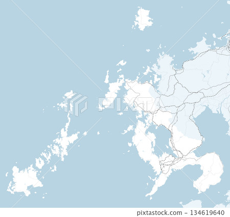 一張簡明的日本長崎縣及週邊縣(不包括對馬島)路線圖。 一張簡明的日本長崎縣及週邊縣(不包括對馬島)路線圖。 134619640
