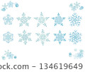 Watercolor snowflake set 134619649