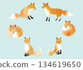 Watercolor style cute fox illustration set 134619650