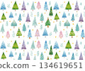 Watercolor style cute winter tree pattern 134619651