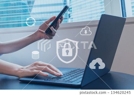 Image of security to protect information in cyberspace 134620245