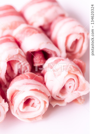 Rolled up pork belly slices 134620324