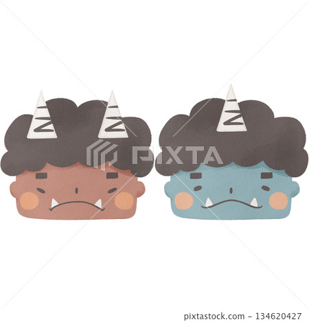 Watercolor illustration of red and blue demons (Setsubun) Watercolor illustration of red and blue demons (Setsubun) 134620427