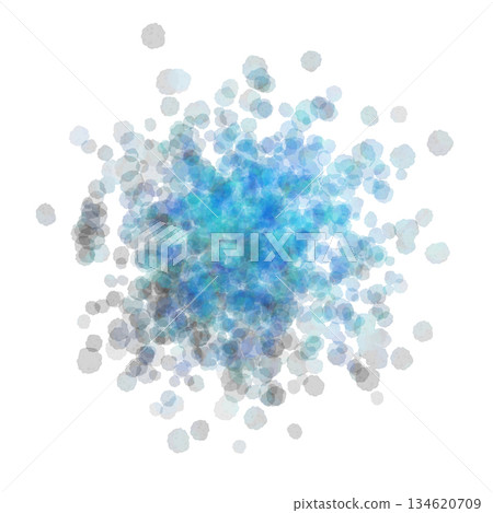 Watercolor illustration of colorful water droplets, blue Watercolor illustration of colorful water droplets, blue 134620709