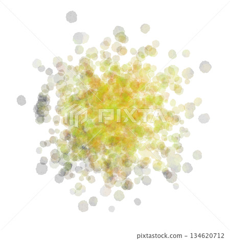 水彩畫描繪了五彩繽紛的水滴,黃色 水彩畫描繪了五彩繽紛的水滴,黃色 134620712