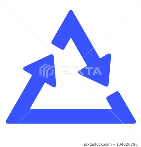 一個簡單的藍色圓角箭頭旋轉成三角形 一個簡單的藍色圓角箭頭旋轉成三角形 134620786