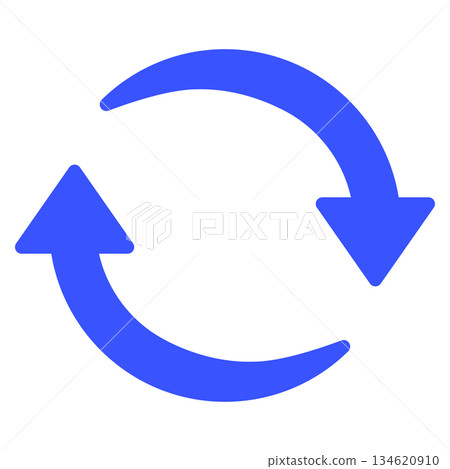 A simple blue rounded arrow rotating in a round circle A simple blue rounded arrow rotating in a round circle 134620910