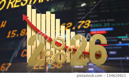 2026 Business Growth Strategy and Financial Performance Concept 3d render. 2026 Business Growth Strategy and Financial Performance Concept 3d render. 134620921