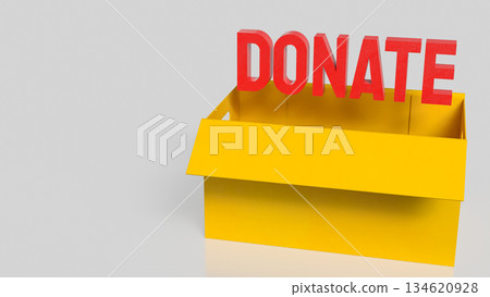 Donation Box Concept for Charity and Fundraising Campaign 3d render. 134620928