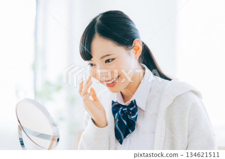 High school girl happy about her beautiful skin 134621511