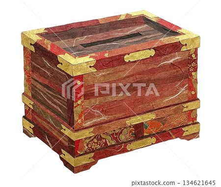 用和紙製作的神社供品盒（斜視圖） 134621645