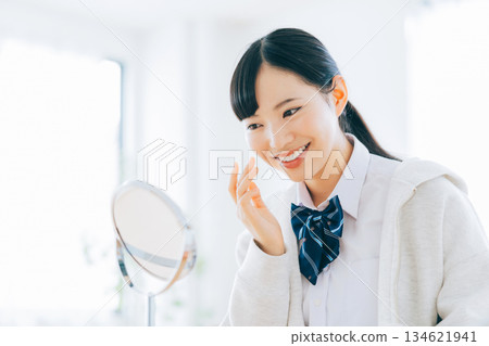 High school girl happy about her beautiful skin 134621941