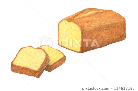 誇脫簡易奶油蛋糕水彩和色鉛筆插圖 134622183