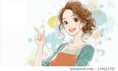 Young woman wearing an apron 134622787