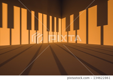 Shadows of a Piano in Warm Light 134622861