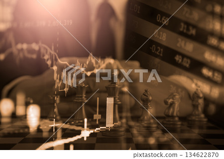 Stock market or forex trading graph and candlestick chart suitable for financial investment concept. Economy trends background for business idea and all art work design. Abstract finance background. Stock market or forex trading graph and candlestick chart suitable for financial investment concept. Economy trends background for business idea and all art work design. Abstract finance background. 134622870