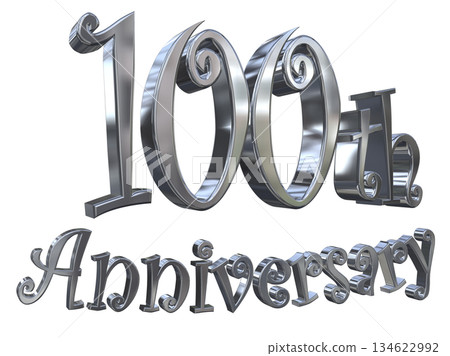 3DCG text "100th Anniversary/100th Anniversary Mark Sparkle" 134622992