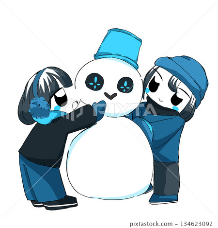 孩子們一起堆雪人 孩子們一起堆雪人 134623092