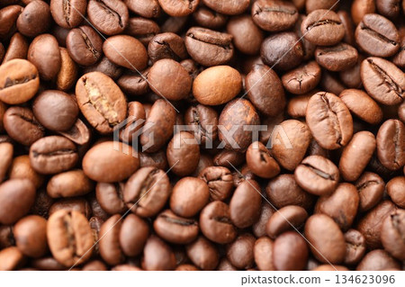 Coffee bean background, roast grain close up Coffee bean background, roast grain close up 134623096