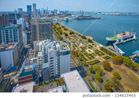 神奈川縣橫濱市中區北側的春景（山下町、海岸通、港未來、西區等） 134623403