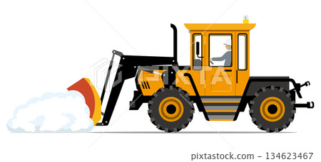 Snowplow working on snow removal_Snow removal dozer Snowplow working on snow removal_Snow removal dozer 134623467