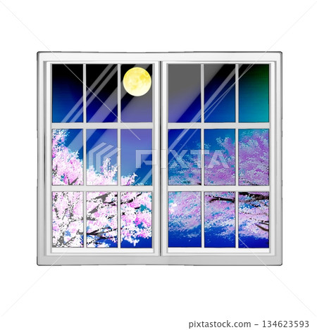 櫻花映在窗外 櫻花映在窗外 134623593