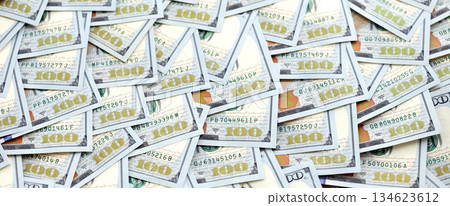United States Dollar currency money bills. USD currency banknotes in big amount with different denomination close up 134623612