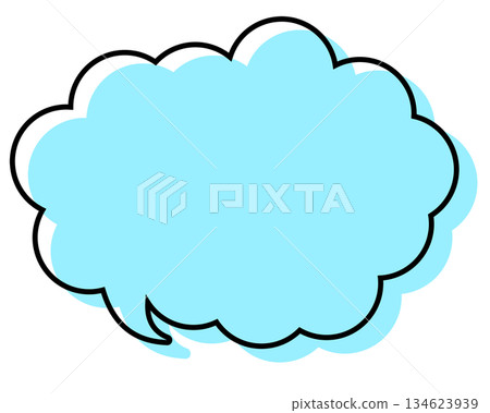 A simple speech bubble with misaligned lines and a rounded cloud shape 134623939
