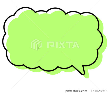 A simple speech bubble with misaligned lines, a long, thin cloud shape A simple speech bubble with misaligned lines, a long, thin cloud shape 134623968