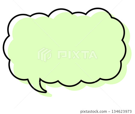 A simple speech bubble with misaligned lines, a long, thin cloud shape A simple speech bubble with misaligned lines, a long, thin cloud shape 134623973