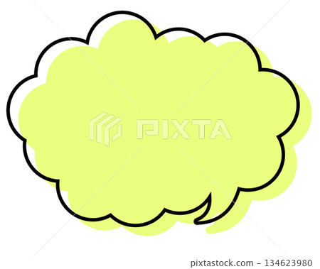 A simple speech bubble with misaligned lines and a rounded cloud shape A simple speech bubble with misaligned lines and a rounded cloud shape 134623980