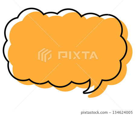 A simple speech bubble with misaligned lines, a long, thin cloud shape 134624005