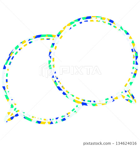 Stained glass style speech bubble, triangular pattern, overlapping conversation Stained glass style speech bubble, triangular pattern, overlapping conversation 134624016