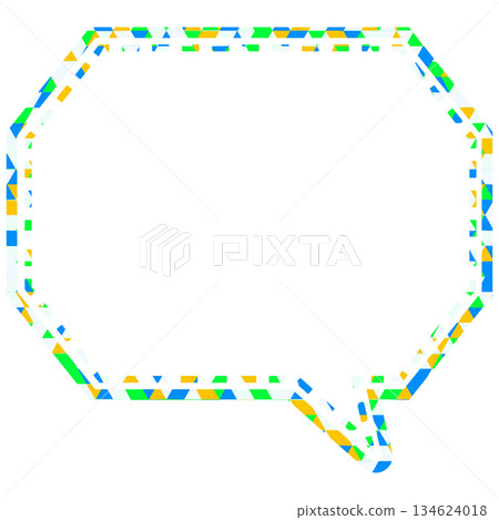 Stained glass style speech bubble, triangular pattern, octagonal shape with corners 134624018