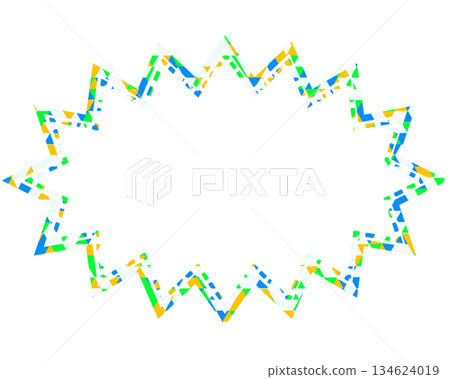 Stained glass style speech bubble, triangular pattern, elongated jagged shape Stained glass style speech bubble, triangular pattern, elongated jagged shape 134624019